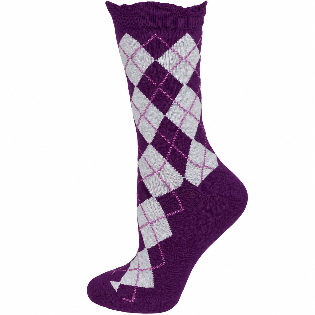 Women's Sparkly Cotton Argyle Crew Socks 2 - Pair Packs - Wear Sierra