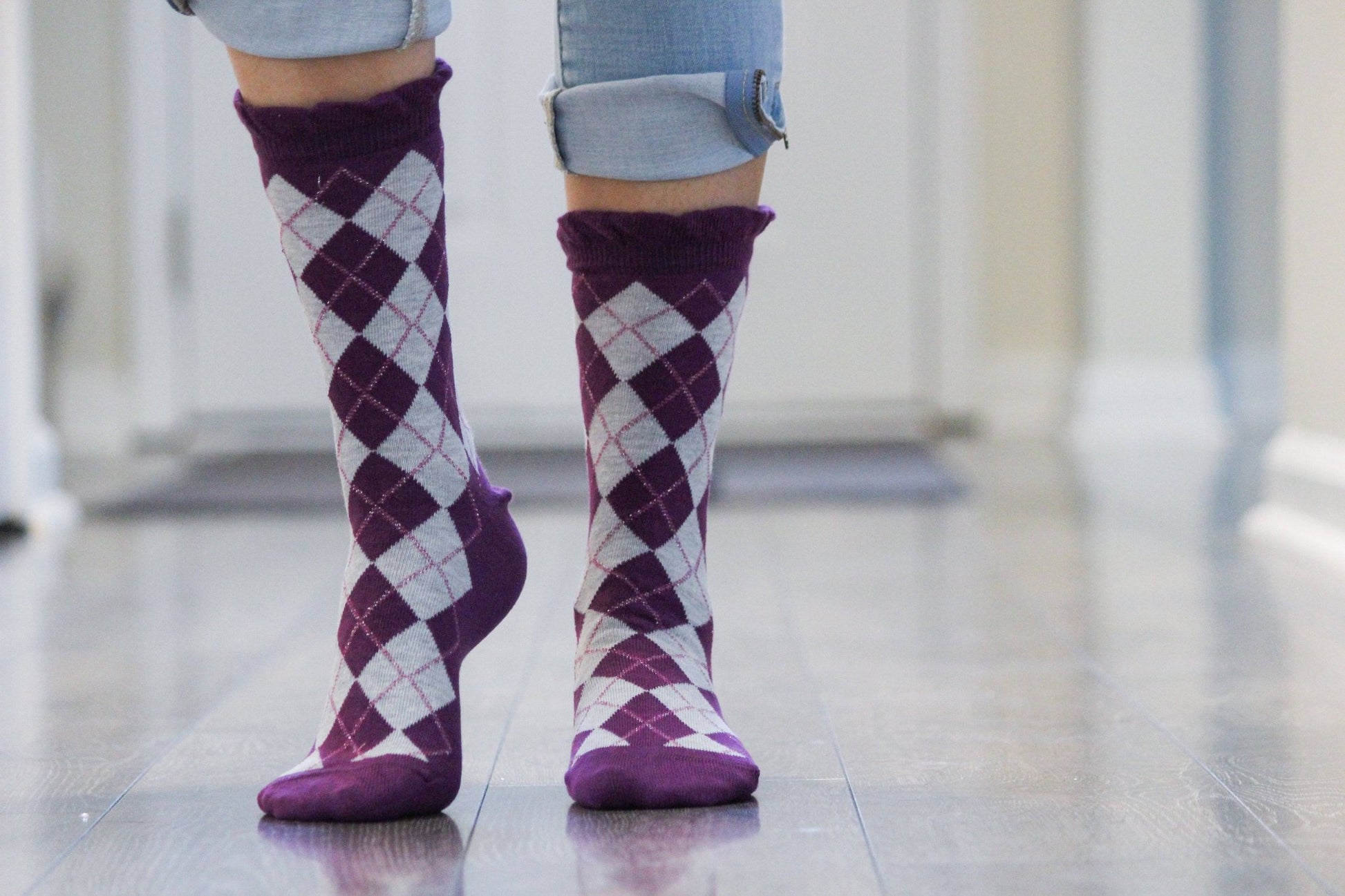 Women's Sparkly Cotton Argyle Crew Socks 2 - Pair Packs - Wear Sierra