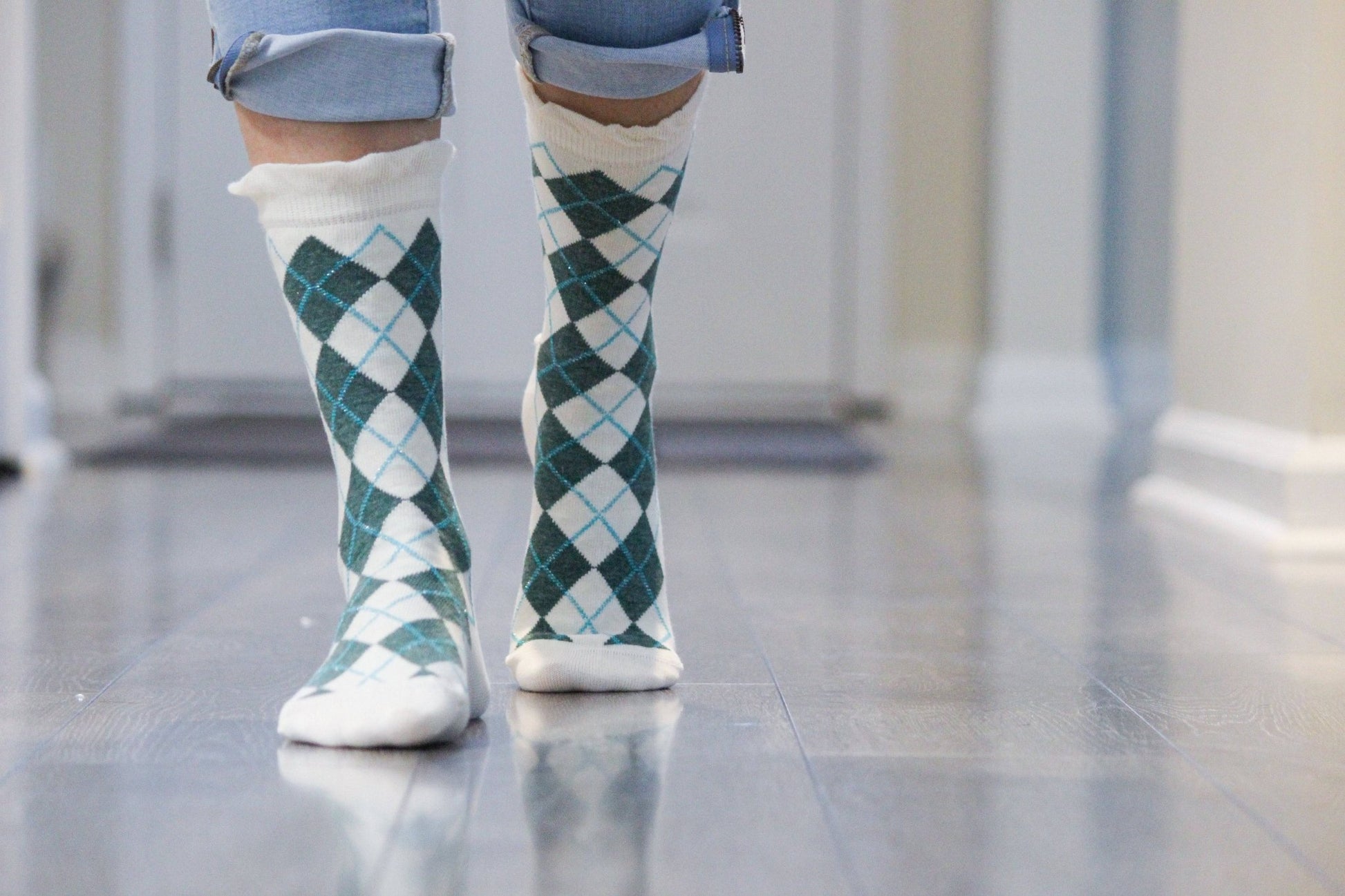 Women's Sparkly Cotton Argyle Crew Socks 2 - Pair Packs - Wear Sierra