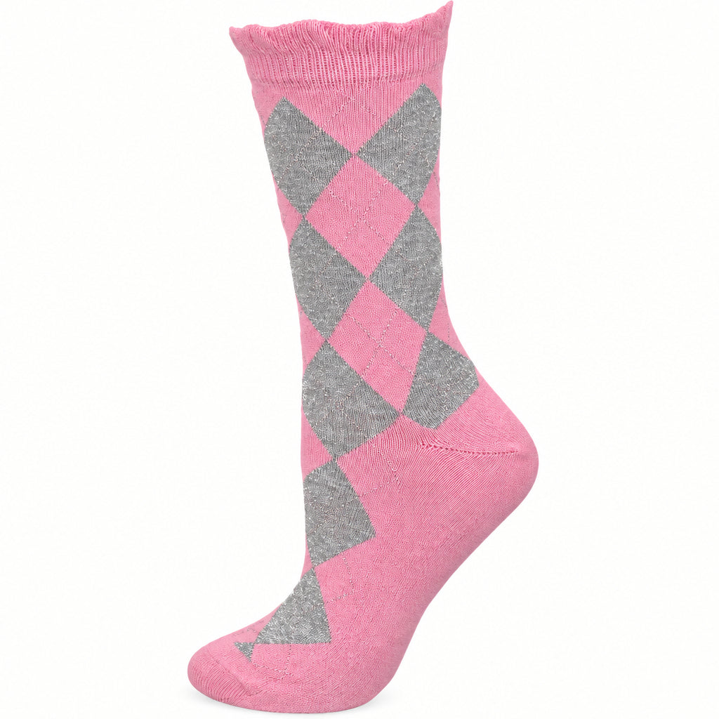 Women's Sparkly Cotton Argyle Crew Socks 2 - Pair Packs - Wear Sierra