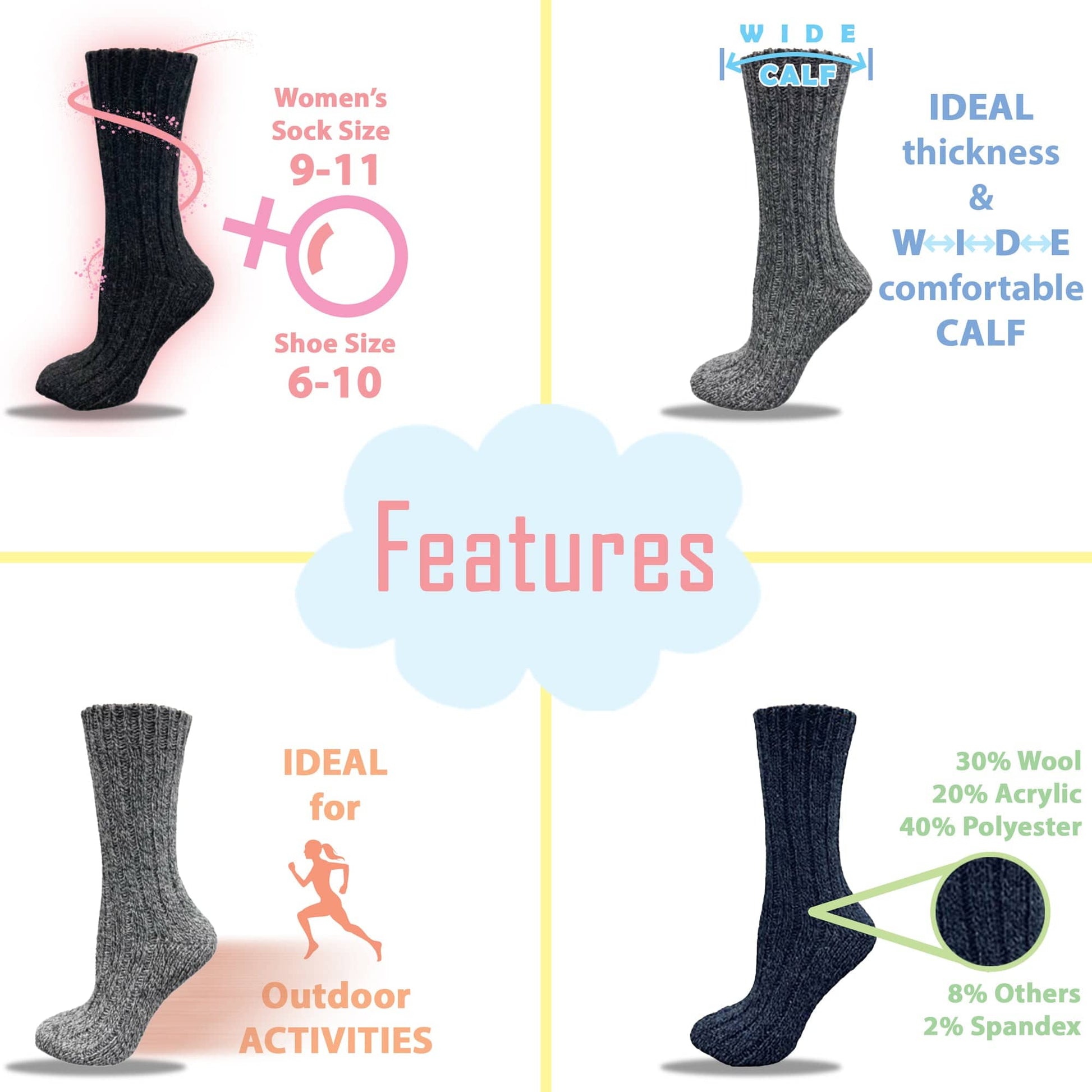 Women’s Wool Crew Socks – Warm, Breathable, Moisture-Wicking Wool Blend for Everyday Comfort - Wear Sierra