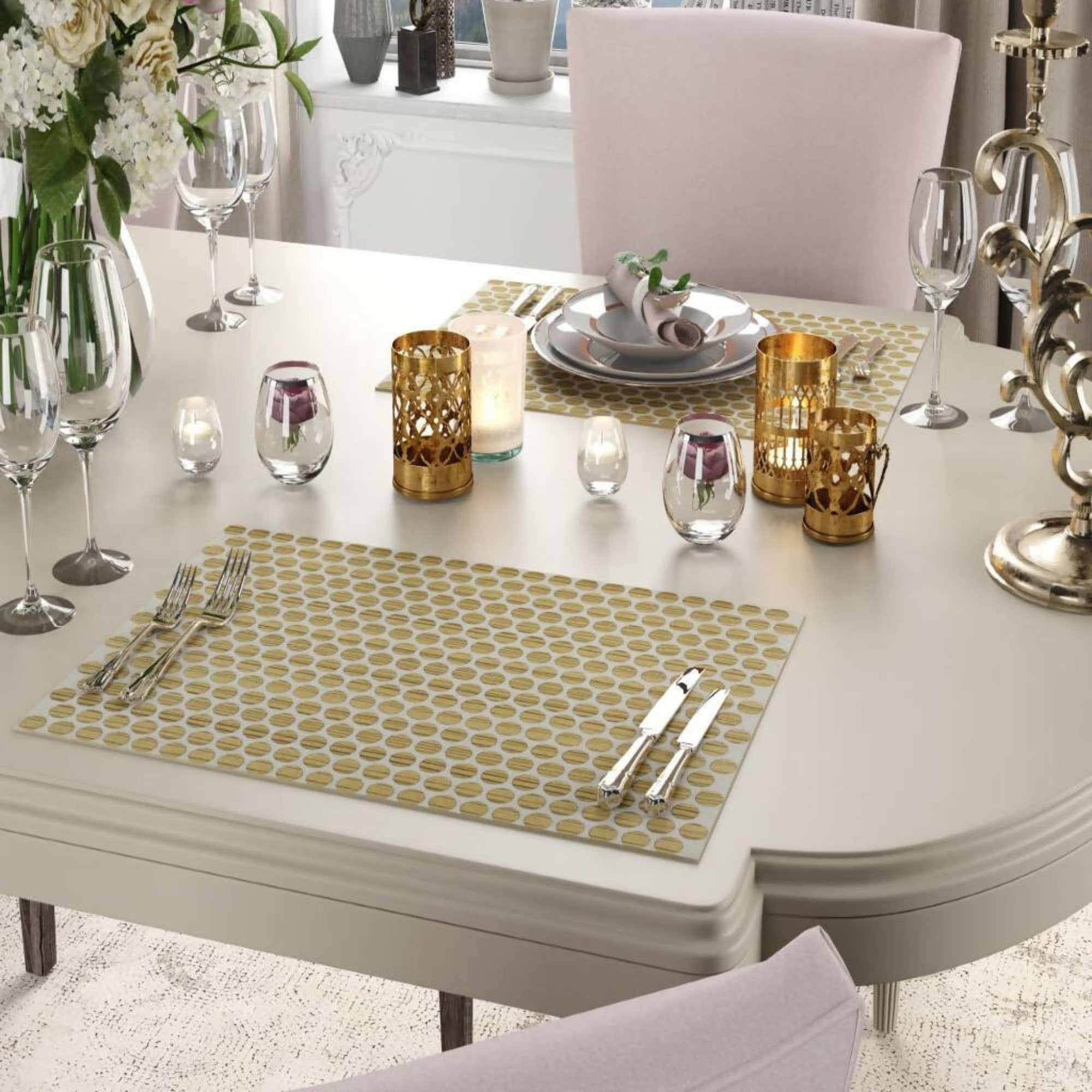Wooden Placemat Set, Neutral Place Setting, Unique 2D Wood Design - 2 Piece Set - Wear Sierra