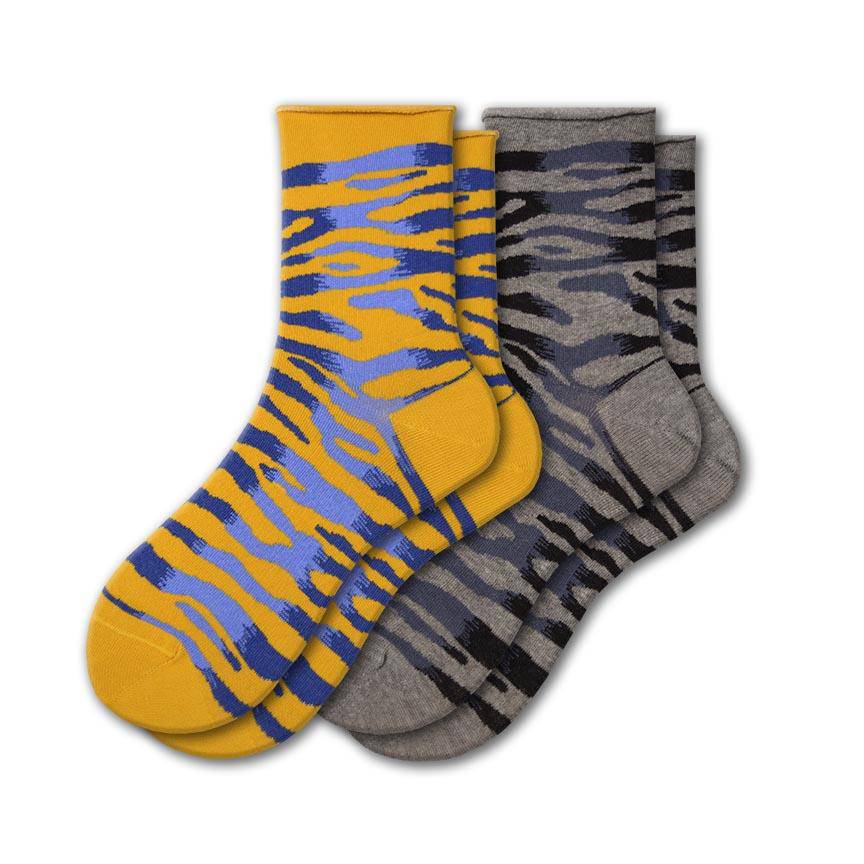 Zebra Pattern Hi Anklet Casual Cotton Women's 2 Pair Pack Socks - Wear Sierra