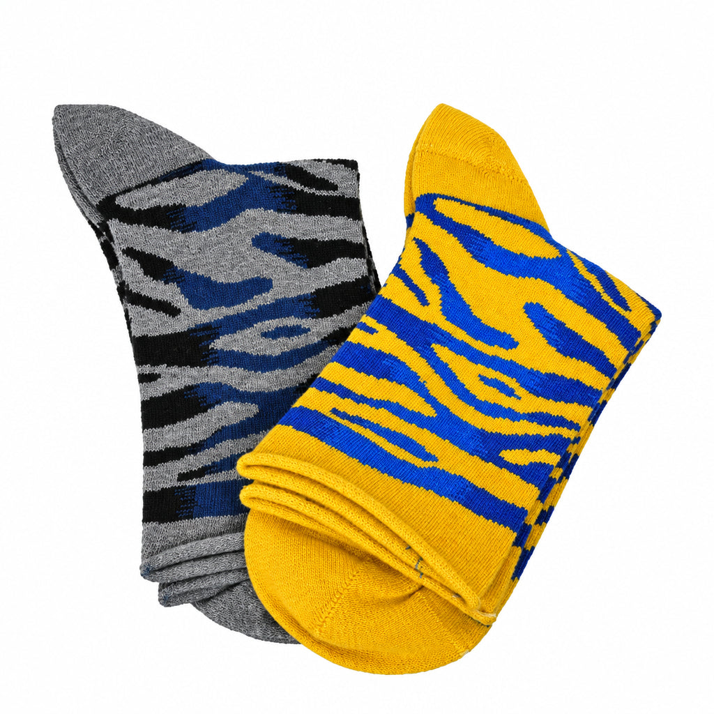 Zebra Pattern Hi Anklet Casual Cotton Women's 2 Pair Pack Socks - Wear Sierra
