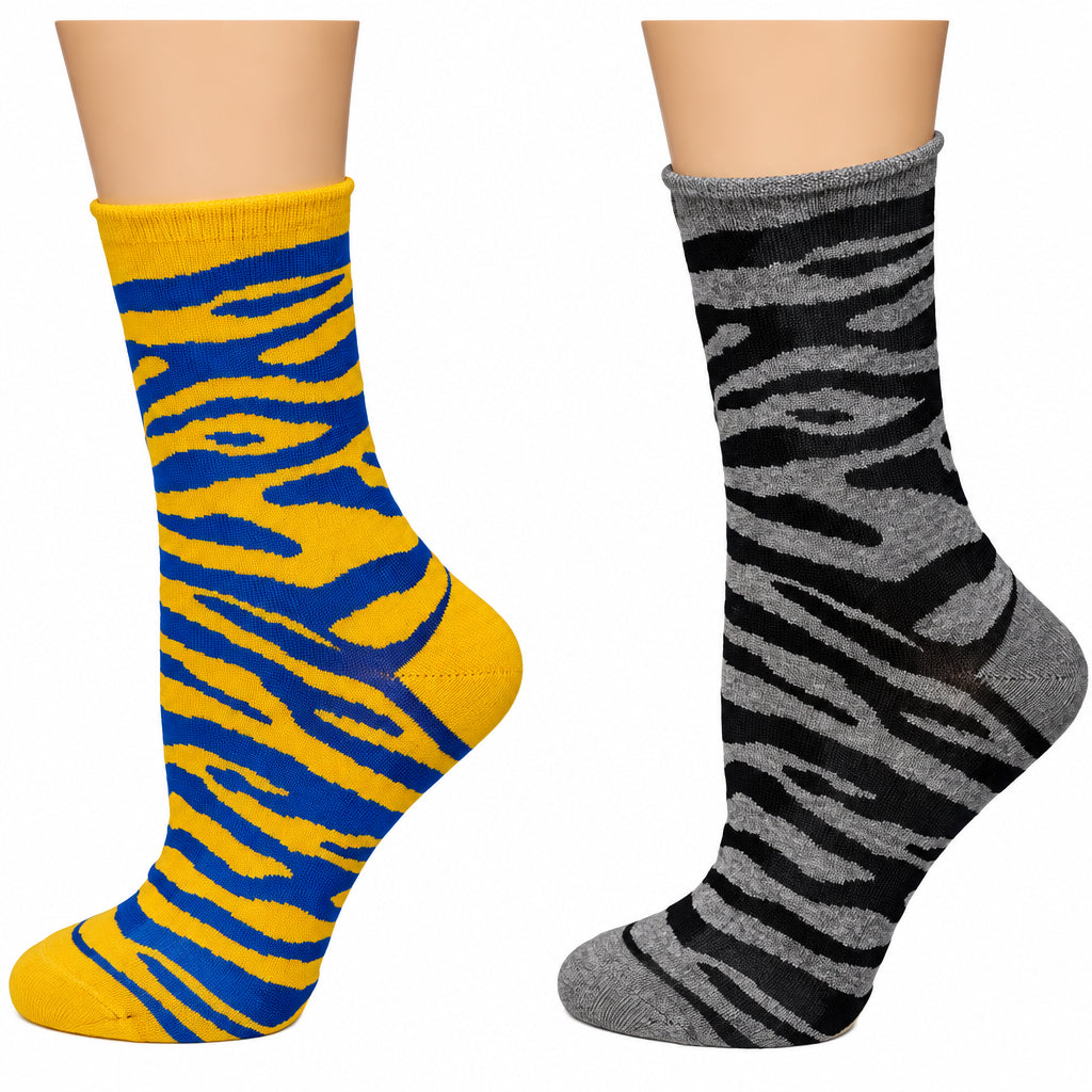 Zebra Pattern Hi Anklet Casual Cotton Women's 2 Pair Pack Socks - Wear Sierra