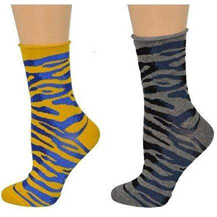 Zebra Pattern Hi Anklet Casual Cotton Women's 2 Pair Pack Socks - Wear Sierra