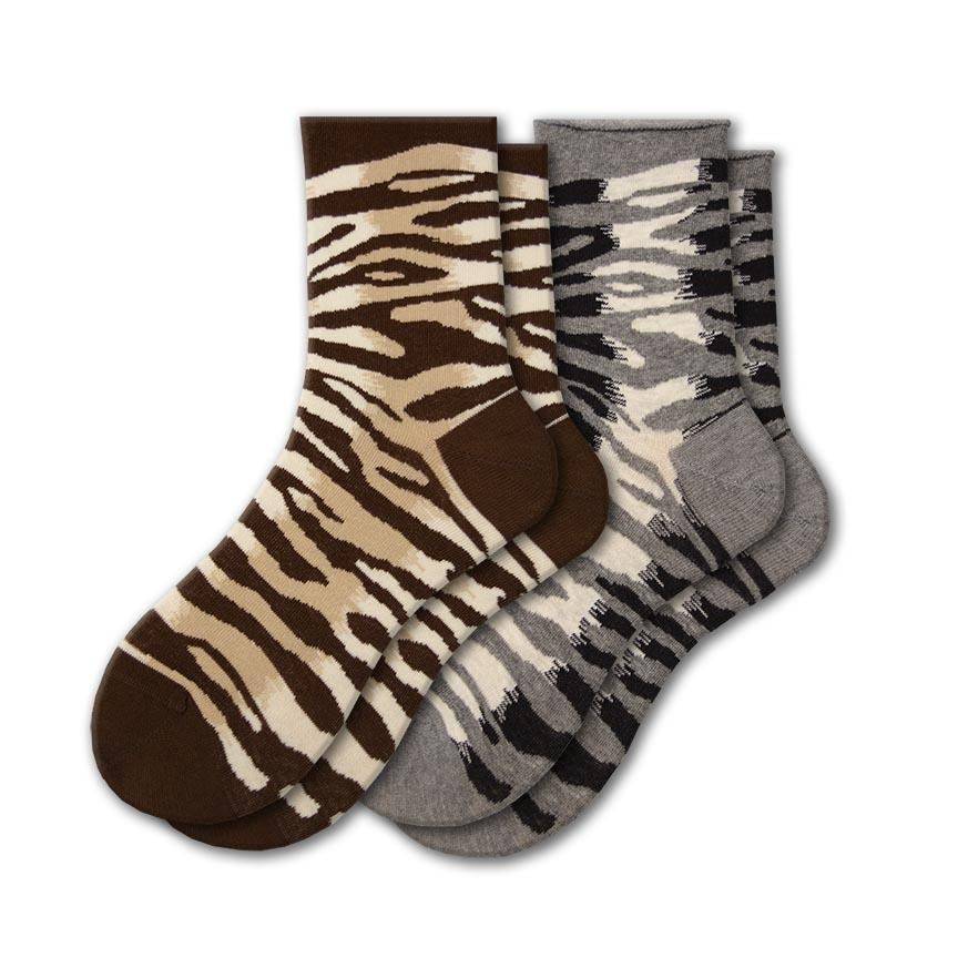 Zebra Pattern Hi Anklet Casual Cotton Women's 2 Pair Pack Socks - Wear Sierra