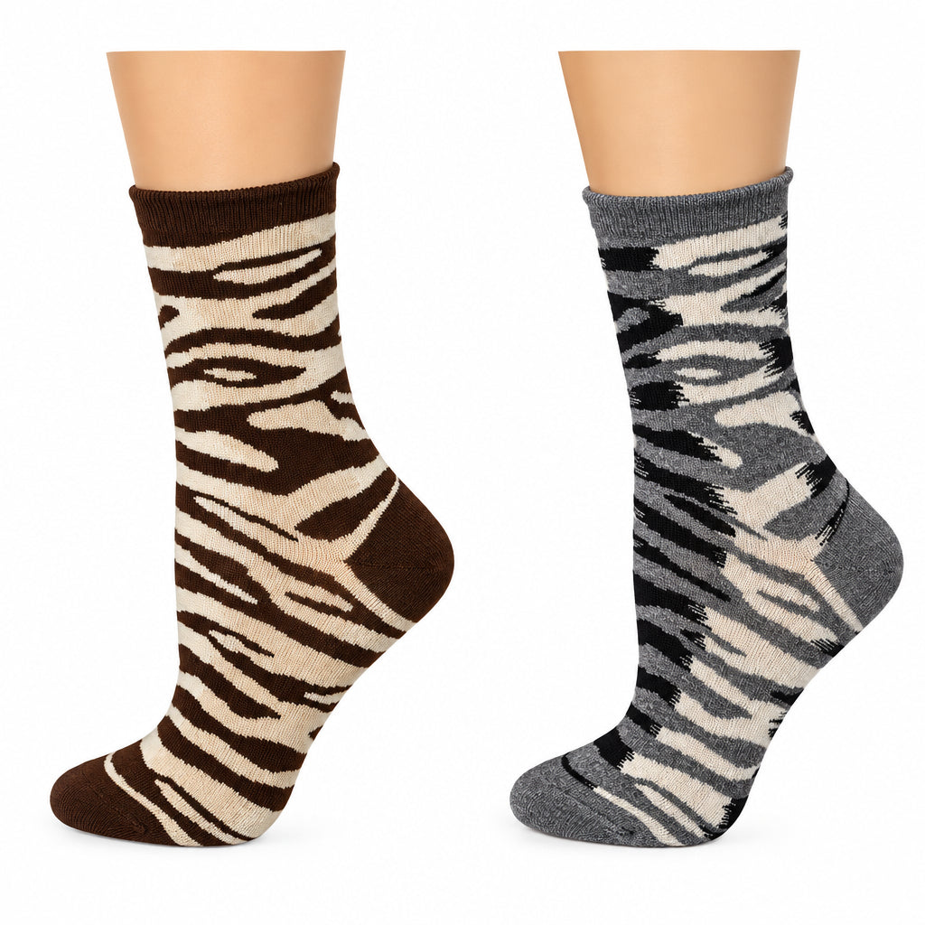 Zebra Pattern Hi Anklet Casual Cotton Women's 2 Pair Pack Socks - Wear Sierra