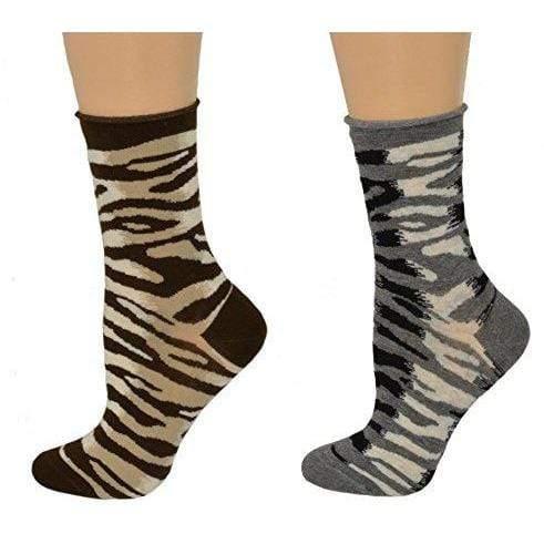 Zebra Pattern Hi Anklet Casual Cotton Women's 2 Pair Pack Socks - Wear Sierra
