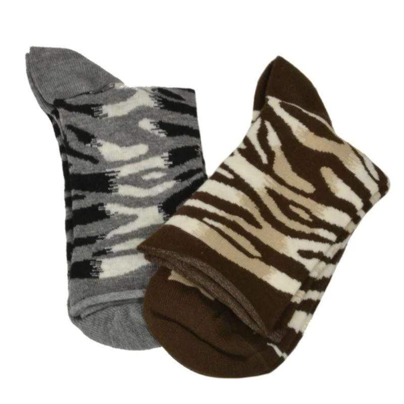 Zebra Pattern Hi Anklet Casual Cotton Women's 2 Pair Pack Socks - Wear Sierra